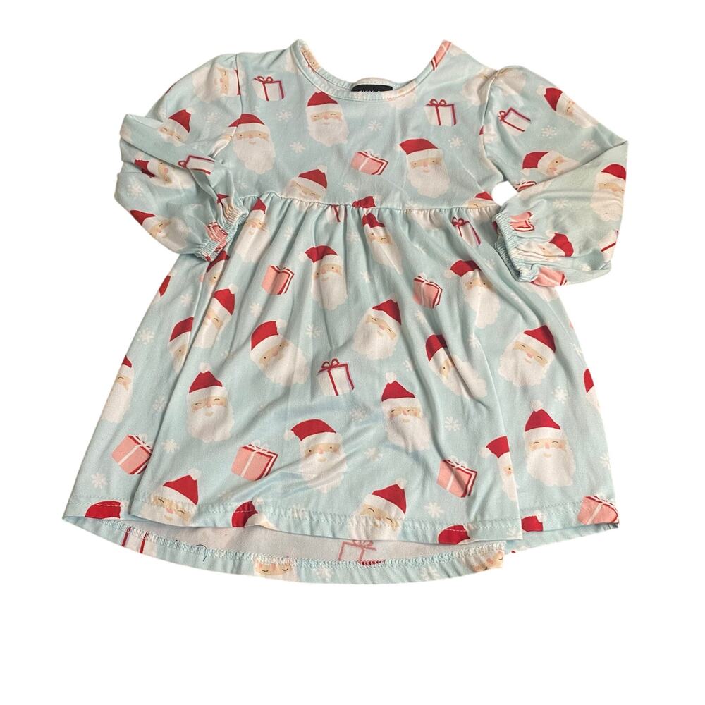 Picapino light blue Christmas Santa long sleeve fit flare dress SIZE 2T